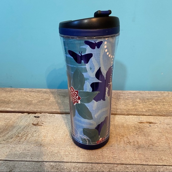 🛍3/$25 2007 Starbucks flower butterfly travel mug